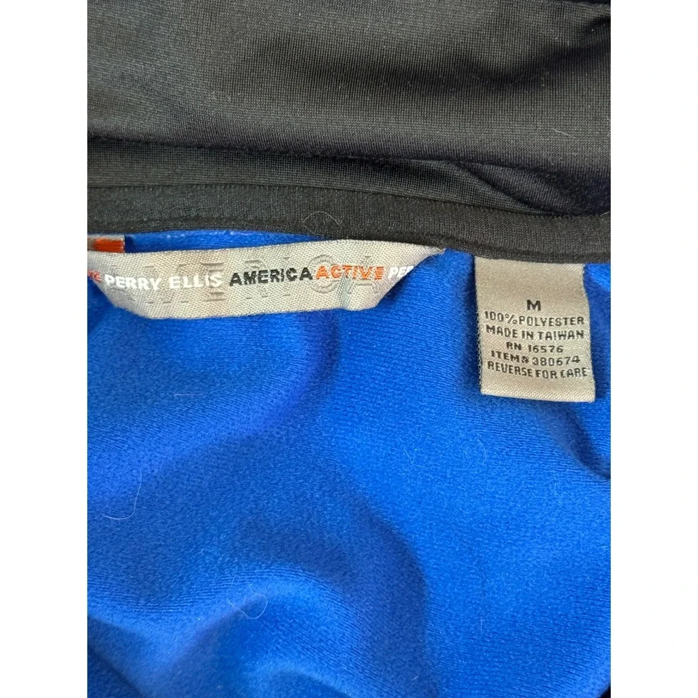Vintage Perry Ellis America Active Track Jacket Full‎ Zip Blue Black Mens